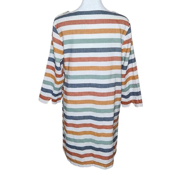 Seasalt Cornwall Glowing Skies Tunic Top Linen Multicolor Striped Size 12/US 8 - Picture 5 of 13